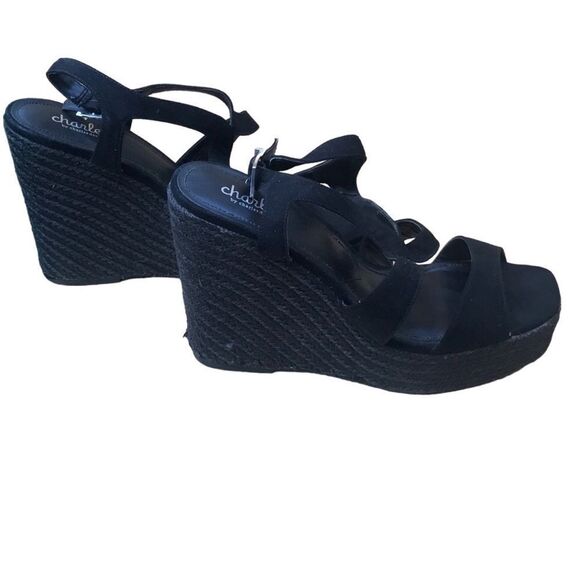 Charles by Charles David black 1.5” platform espadrilles 5” heels size 9.5 - Picture 3 of 9